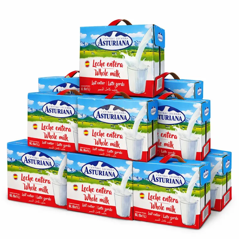 10 cajas de leche fluida de 1 L